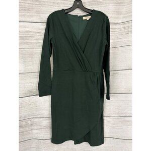 NWT Loft Dark Green Long Sleeve Surplice Wrap Dress Size 6